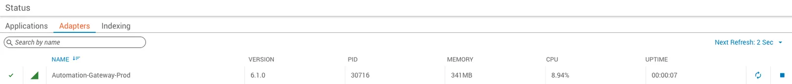 Adapter connection status